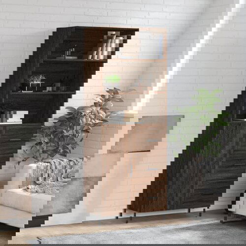 VidaXL Visoka komoda boja hrasta 69 5x34x180 cm od konstruiranog drva Slike