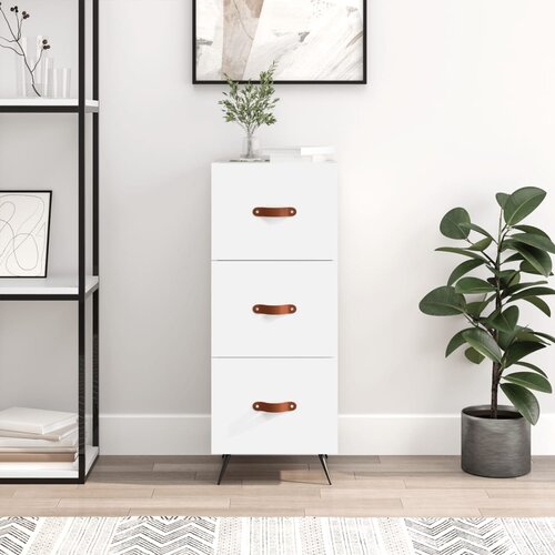 VidaXL Komoda bela 34,5x34x90 cm inženirski les Slike