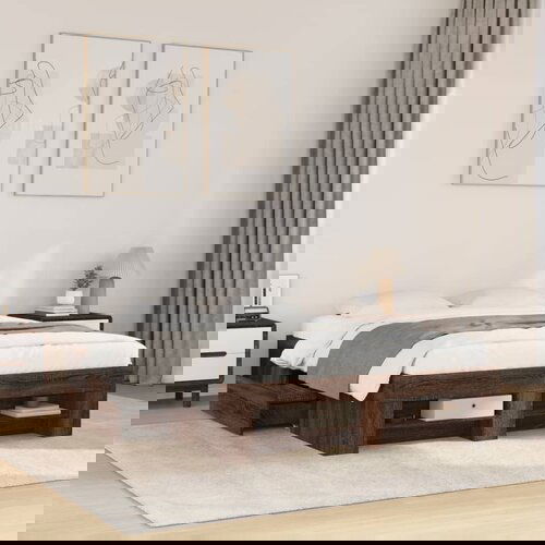 Furnova Posteljni okvir brez vzmetnice hrast 120x200 cm inženirski les, (21934603) Slike