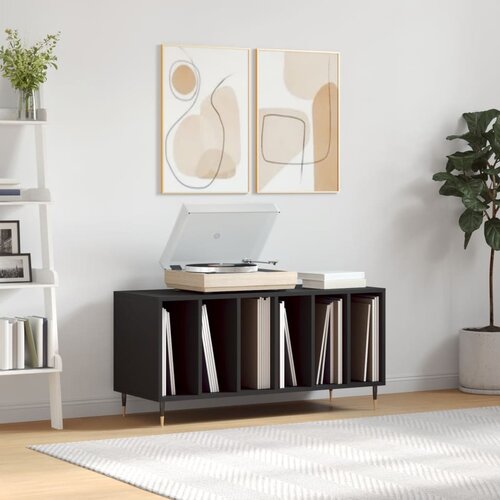 The Living Store Omarica za gramofonske plošče črna 100x38x48 cm inženirski les - Omarica Za Gramofonske Plošče, (21434986) Cene