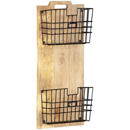  Zidni stalak za časopise 33x10x67 cm masivno grubo drvo manga Slike