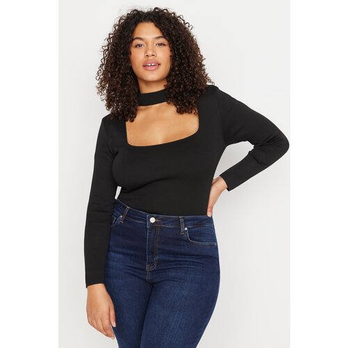 Trendyol Curve Plus Size Blouse - Black - Slim fit Slike