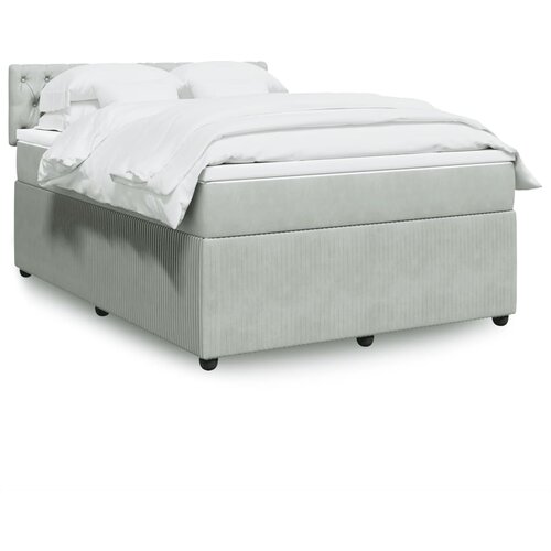 vidaXL Box spring postelja z vzmetnico svetlo siv 140x190 cm žamet Cene