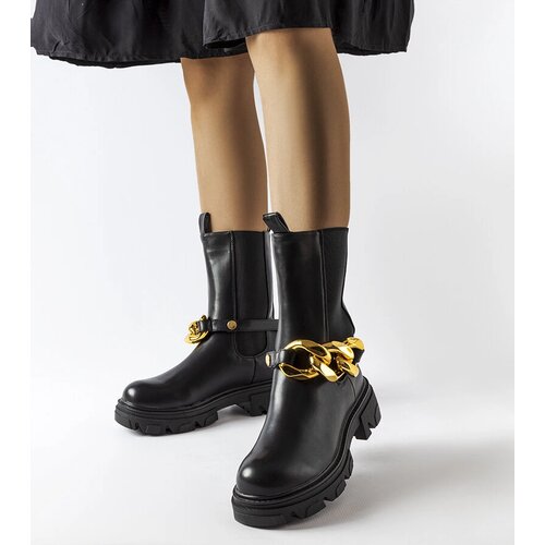 Gemre Black ankle boots with chain Genoveffa Cene