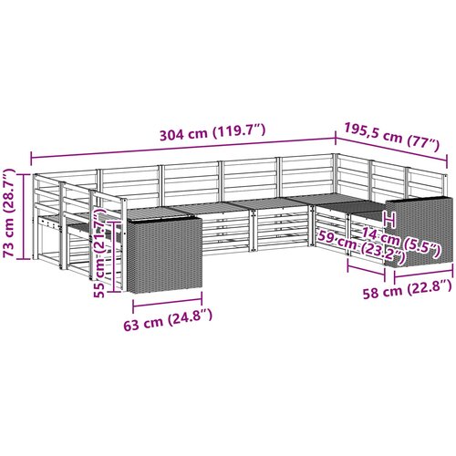  Set vanjskih sofa 9 kom. Prirodna Čvrsto drvo akacije Slike