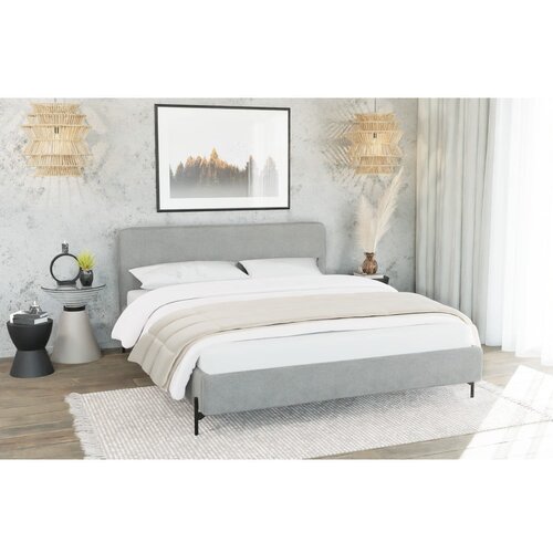 Ropez Svijetlo sivi tapecirani bračni krevet s podnicom 200x200 cm Barker &amp;ndash; Slike
