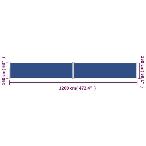 VidaXL Uvlačiva bočna tenda plava 160 x 1200 cm Slike