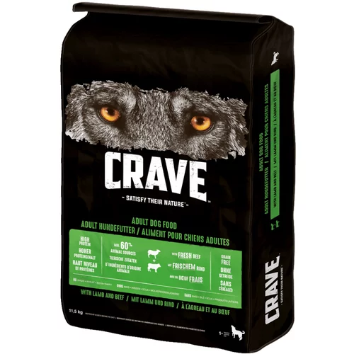 CRAVE Adult z jagnjetino & govedino - Varčno pakiranje: 2 x 11,5 kg