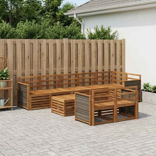 Set vanjskih sofa 8 kom. Prirodna Čvrsto drvo akacije Slike