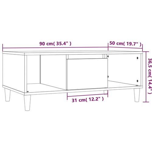  Stolić za kavu boja hrasta 90x50x36,5 cm konstruirano drvo Slike