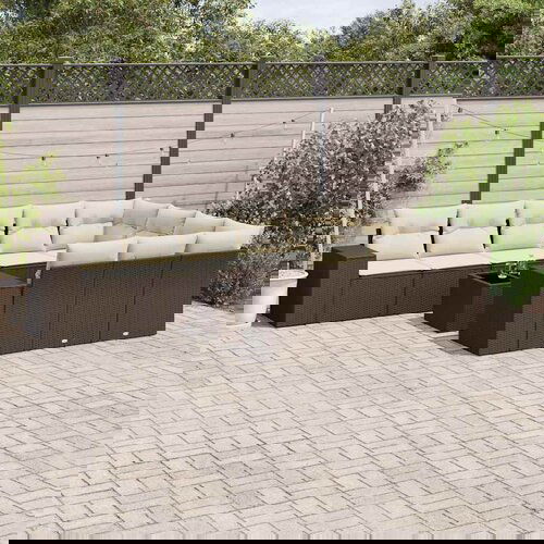 VidaXL 11-dijelni set vrtnih sofa od poliratana s jastucima smeđi Slike