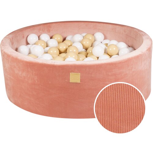 MeowBaby Round Ball Pit z žogicami 7cm za otroka, 90x30cm/200 žogic, Velvet žamet, Apricot: bela, bež, (20800762) Cene