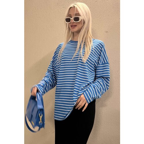 Madmext Blue Striped Sweatshirt Mg980 Slike