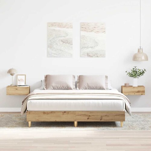 VidaXL Posteljni okvir brez vzmetnice artisian hrast 150x200 cm Slike