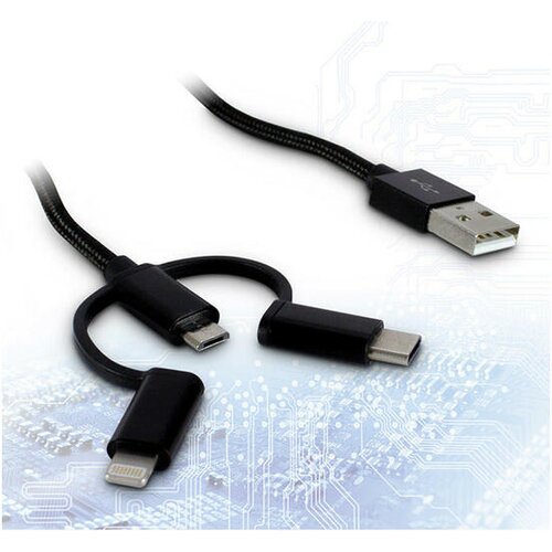 Inter-tech USB2.0 na mUSB/USB-C/Lightning 1m črn kabel Cene