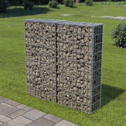 vidaXL Gabionska stena s pokrovi iz pocinkanega jekla 100x20x100 cm Cene