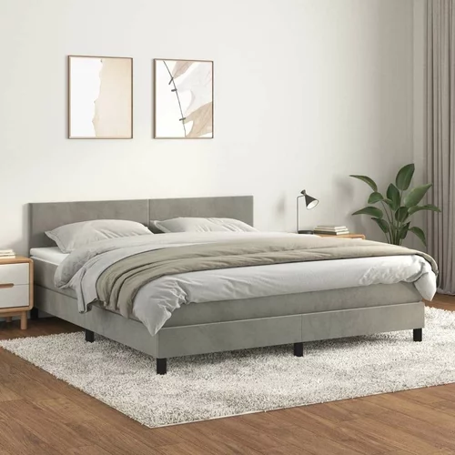  Box spring postelja z vzmetnico svetlo siva 160x200 cm žamet, (20789968)