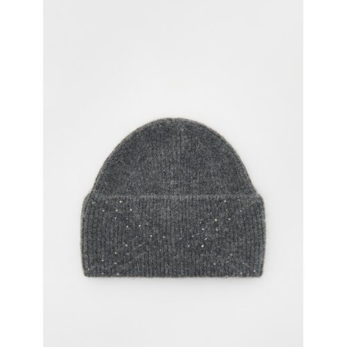 Reserved kapa beanie z okrasnimi kamni - siva Cene