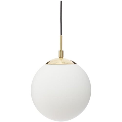 Atmosphera Lestenci, stropne luči in plafonjere Lampe suspendue boule blanche en verre et m&amp;eacute;tal dor&amp;eacute; Bela Slike