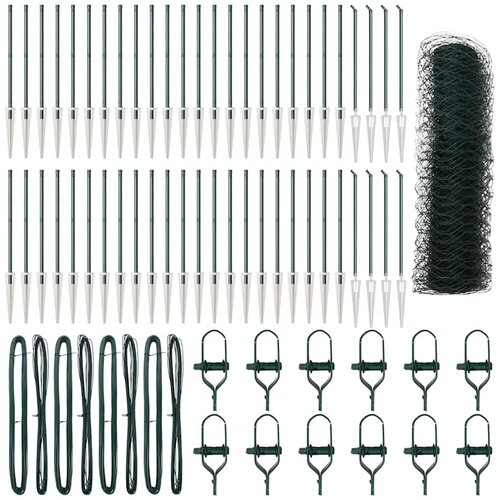 vidaXL Ogrodje s stebri Zelena 1 x 100 m Jeklo s PVC premazom, (5000096046) Cene