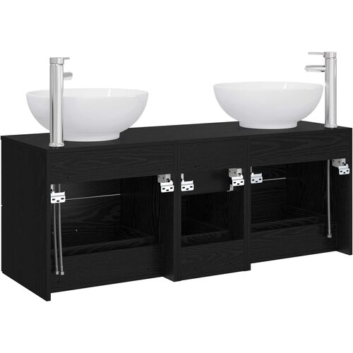  Set namje&amp;scaron;taja za kupaonicu 3 kom. Crna 49,5 x 44,5 x 65 cm Slike