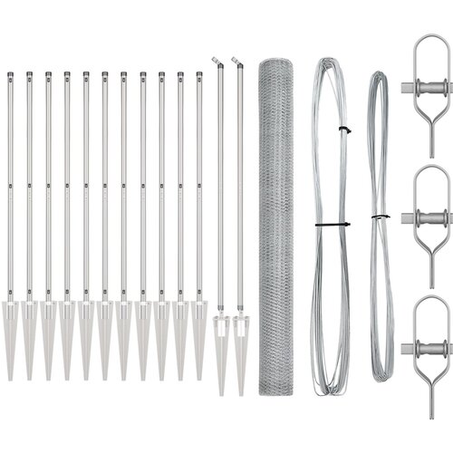 VidaXL Heksagonalna Ograda 1.6x25 m Pocinčani čelik, Ograda s &amp;scaron;iljcima 13 kom &amp;Oslash;32 mm 180 cm Pocinčani čelik Slike