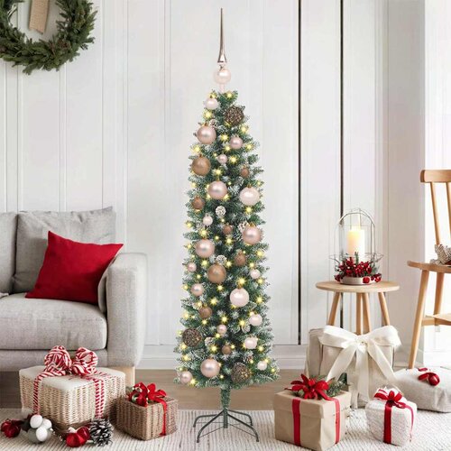 vidaXL Umetno vitko božično drevo med 150 LED z stojalom Zelena 120 cm Cene