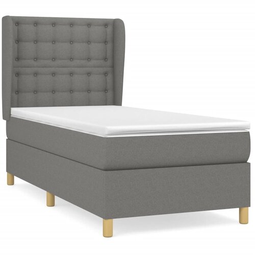 VidaXL Box spring postelja z vzmetnico temno siva 90x190 cm blago, (20892643) Slike