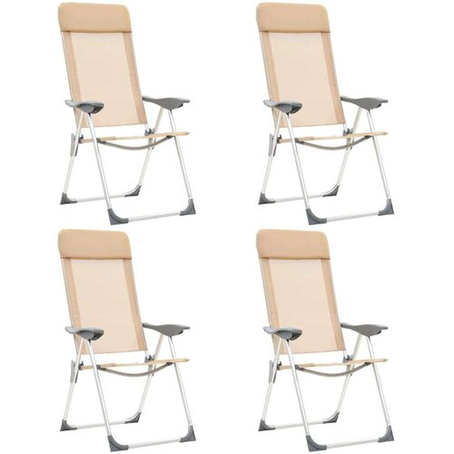  Zložljivi stoli za kampiranje 4 kosi krem aluminij Cene