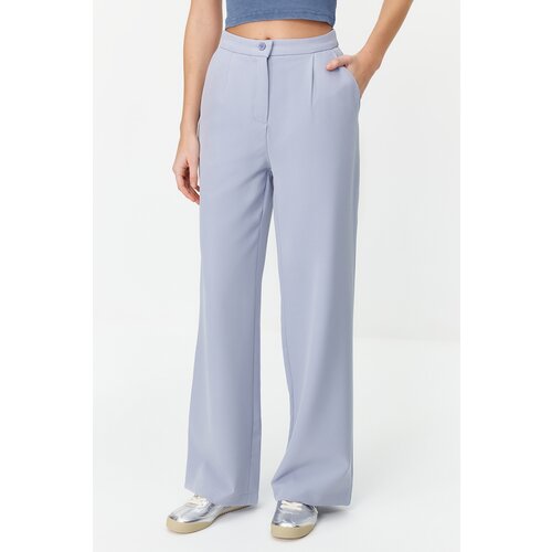 Trendyol Light Blue Wide Leg Trousers Cene