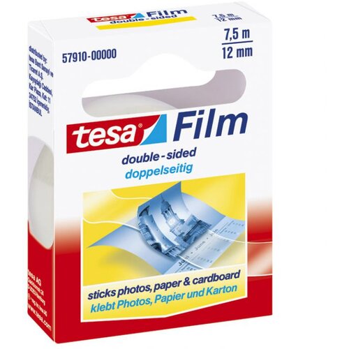Traka LJEPLJIVA OBOSTRANA 12MM/7,5M TESAFILM TESA 57910 BLISTER Slike