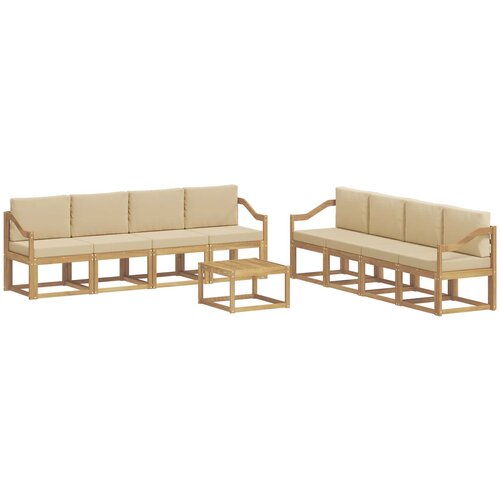 vidaXL Zunanja garnitura za sedenje z blazino 9 pcs Bela in bež, (5000269358) Cene