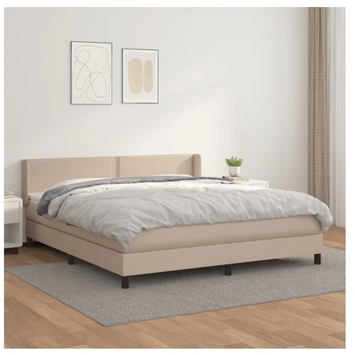  Box spring postelja z vzmetnico kapučino 180x200cm umetno usnje