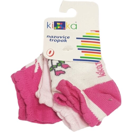 Kika Set čarapa za bebe, 3 komada, Belo-roze Cene