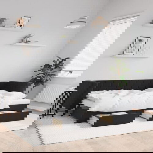 VidaXL Izvlečna dnevna postelja s predali črna 80x200 cm žamet Slike