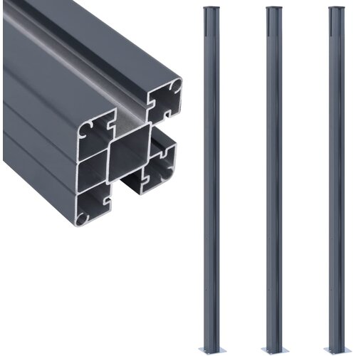 vidaXL Ograjni stebrički 3 kosi temno sivi 185 cm aluminij Cene