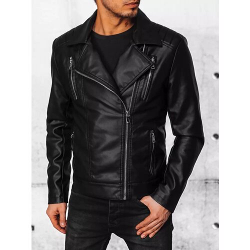 DStreet Men's Black Leather Jacket Cene
