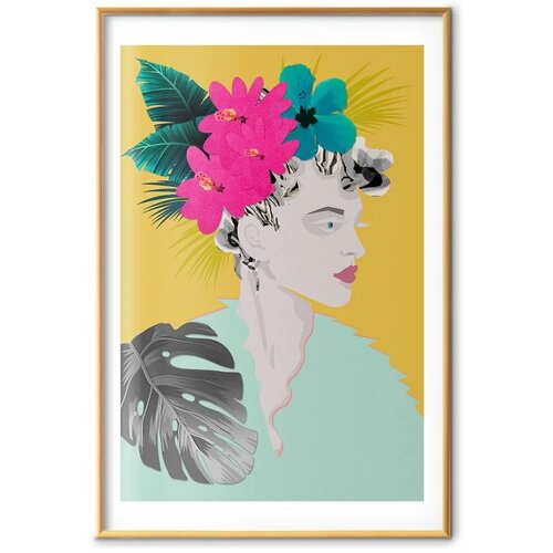  Plakat - Flowers in the Hair 60x90 Zlatni okvir s margom Slike