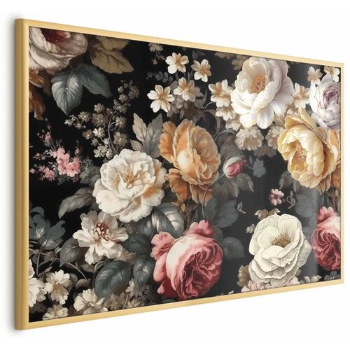  Plakat Colorful Flowers on a Black Background 60x40 Zlatni okvir Cijene