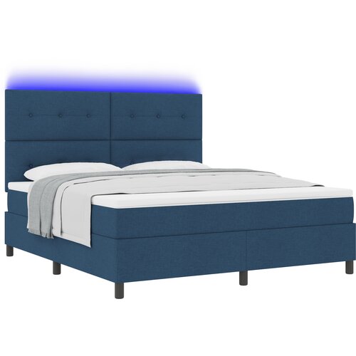 vidaXL Posteljno vzmetenje z vzmetnico in LED modro 180x200 cm Tkanina, (22083610) Cene