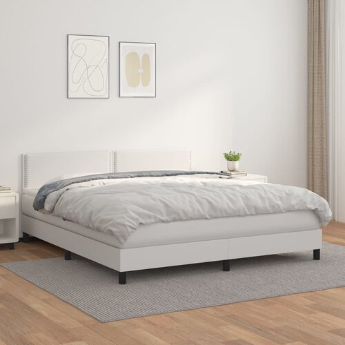 The Living Store Box spring postelja z vzmetnico bel 160x200 cm umetno usnje - Box Spring Postelja, (21520544) Slike