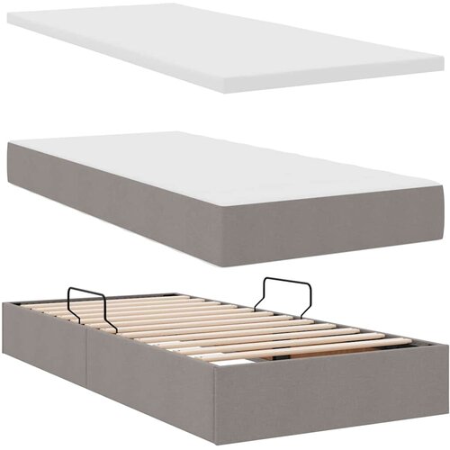  Krevet s od storage s uzglavljem Sivosmeđa 200 x 200 cm Tkanina Slike