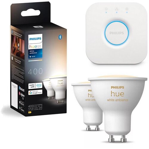  Komplet 2x LED prigu&scaron;iva sijalica Philips Hue WHITE AMB. GU10/4,2W/230V + Hue bridge Cene