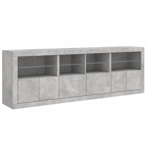  Komoda s LED svjetlima siva boja betona 202x37x67 cm Slike