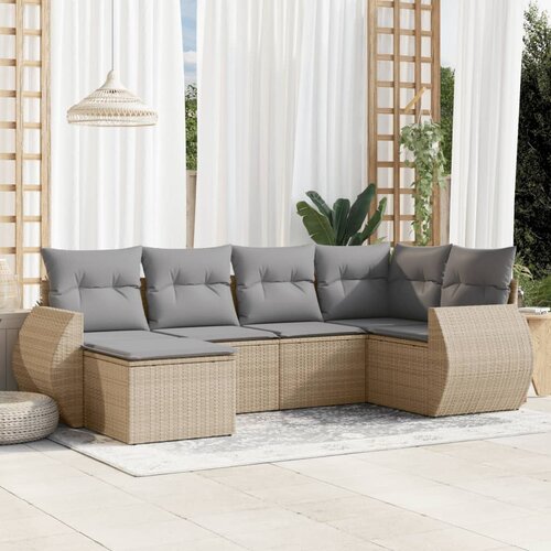 vidaXL 6-dijelni set vrtnih sofa s jastucima bež od poliratana Cijene