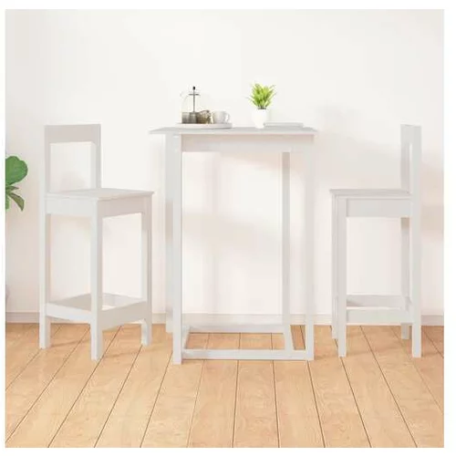  Barski stoli 2 kosa bele barve 40x41,5x112 cm trdna borovina