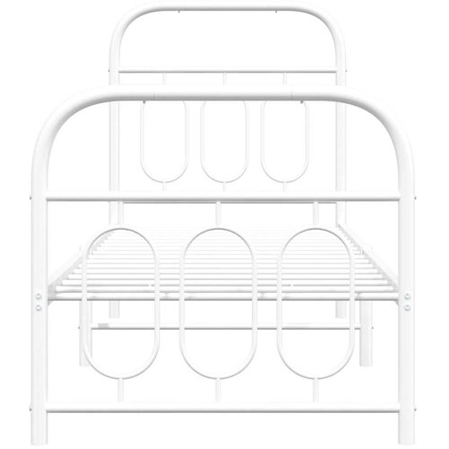  Metalni okvir kreveta uzglavlje i podnožje bijeli 75x190 cm Slike