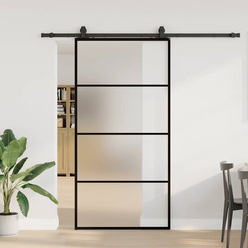 vidaXL Klizna vrata s priborom crna 102 x 205 cm od ESG stakla Cijene