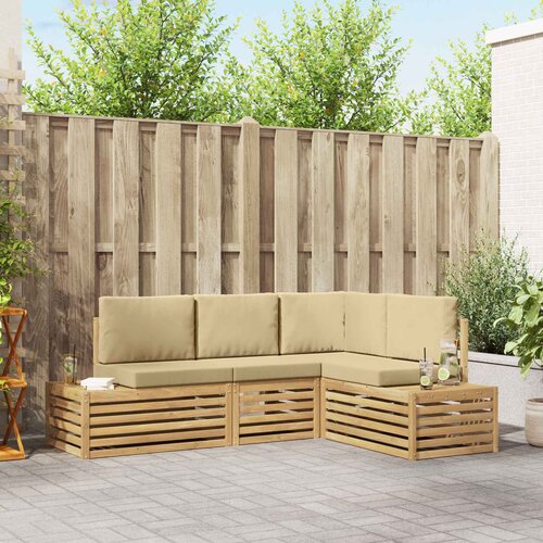  Set vanjskih sofa s jastukom 4 Komad Bijela Čvrsto drvo akacije Cene