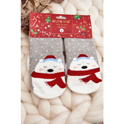 Aura.via Christmas Socks Teddy Bears Grey Cene